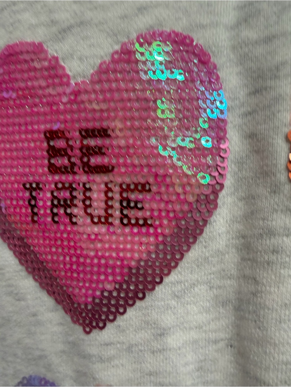 QUEEN OF SPARKLES Cream Sweatshirt with Multicolor Sequin Hearts - Picture 4 of 7